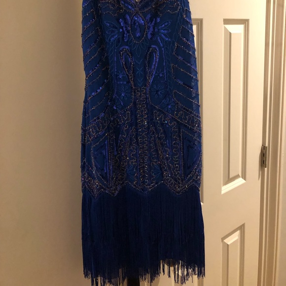 Flapper Style Blue Dress Size L - Picture 2 of 3